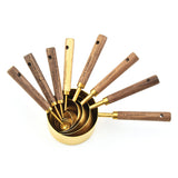Acacia Wooden Handle Stainless Steel Measuring Cup Spoon Eight Piece Set Kitchen Baking Tools